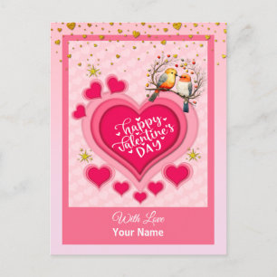 Cartes Pour Fêtes Annuelles Oiseaux romantiques sur une branche Saint-Valentin