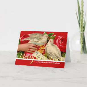 Cartes Pour Fêtes Annuelles Oiseaux vintages Victorian Love Dove Art classique