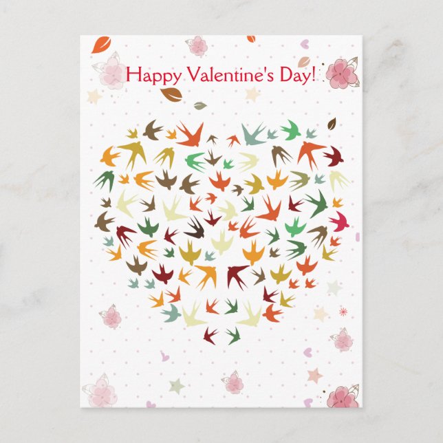 Cartes Pour Fêtes Annuelles Oiseaux volants Heureuses Saintes-Valentin Coeur c (Devant)