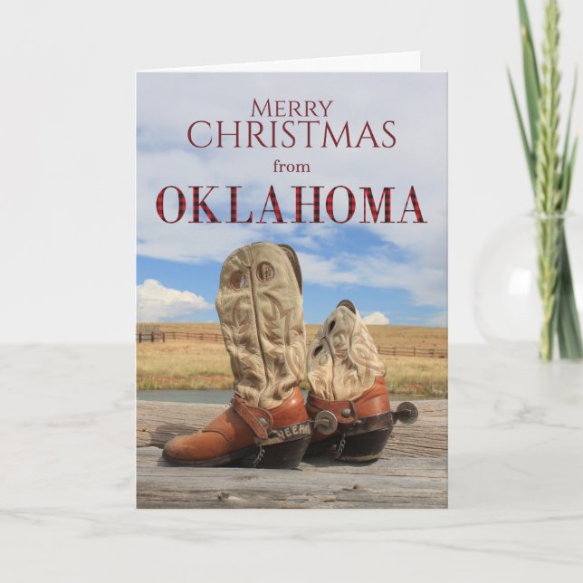 Cartes Pour Fêtes Annuelles Oklahoma Cowboy Boot Christmas Card (Devant)