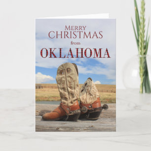 Cartes Pour Fêtes Annuelles Oklahoma Cowboy Boot Christmas Card
