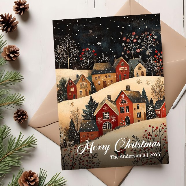 Cartes Pour Fêtes Annuelles Old Fashioned Christmas Scene Editable Greeting (Old Fashioned Christmas Scene Editable Greeting Holiday Card)