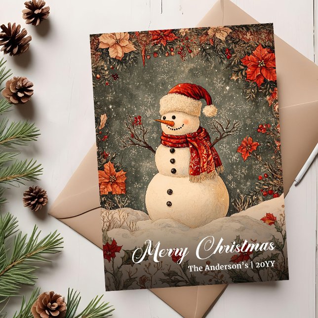 Cartes Pour Fêtes Annuelles Old Fashioned Christmas Snowman Greeting Template (Old Fashioned Christmas Snowman Greeting Template)