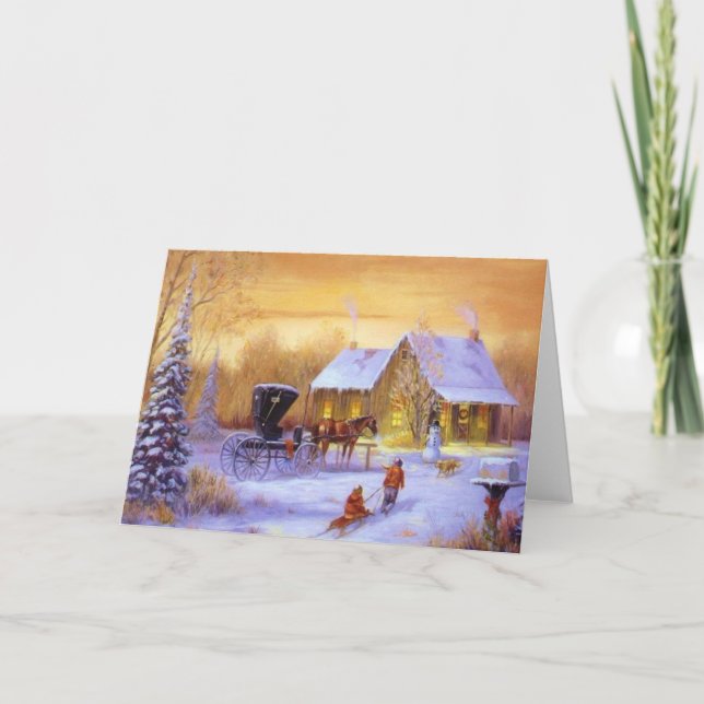 Cartes Pour Fêtes Annuelles Old Fashioned Country Christmastime (Devant)