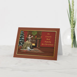 Cartes Pour Fêtes Annuelles Old-fashioned de Noël, de cousin et de famille