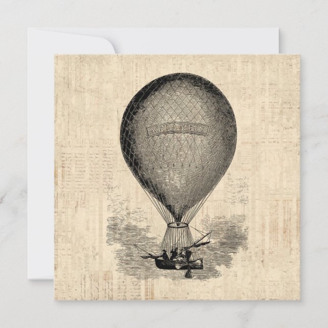 Cartes Pour Fêtes Annuelles Old Fashioned Hot Air Balloon (Devant)