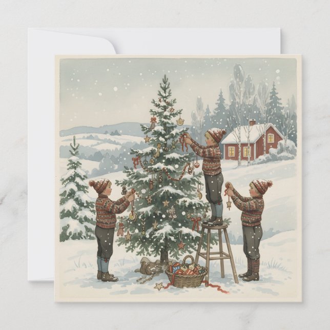 Cartes Pour Fêtes Annuelles Old-Fashioned Nordic Christmas Tree (Devant)
