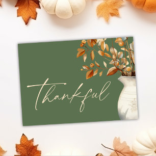Cartes Pour Fêtes Annuelles Olive Green Thanksgiving Moderne Rustique Thanksgi