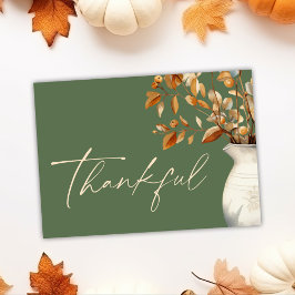 Cartes Pour Fêtes Annuelles Olive Green Thanksgiving Moderne Rustique Thanksgi