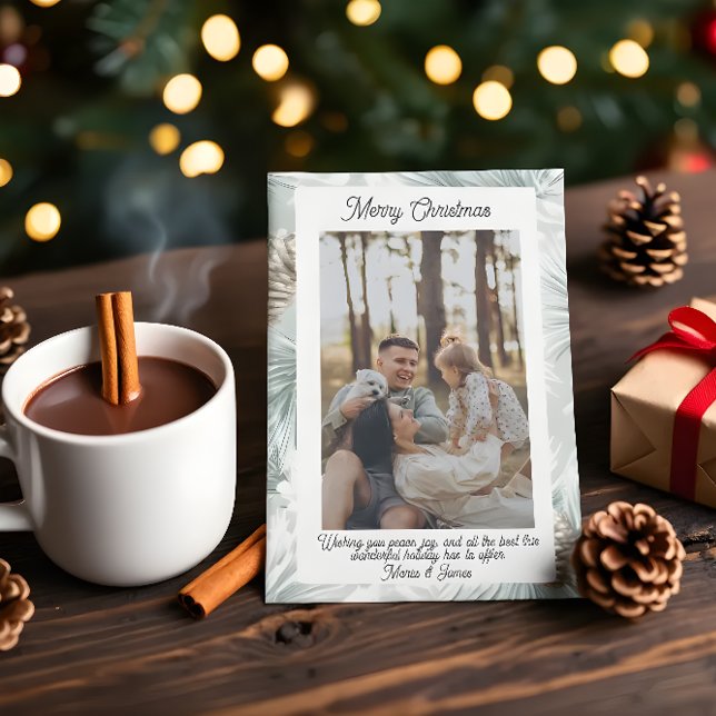Cartes Pour Fêtes Annuelles Olive Plaid Portrait Photo Christmas Holiday Card (Créateur téléchargé)
