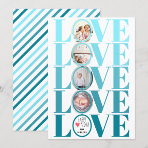 Cartes Pour Fêtes Annuelles Ombre bleu LOVE photo Valentines Day