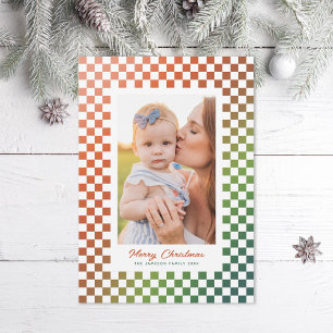 Cartes Pour Fêtes Annuelles Ombre Retro Checkers Photo