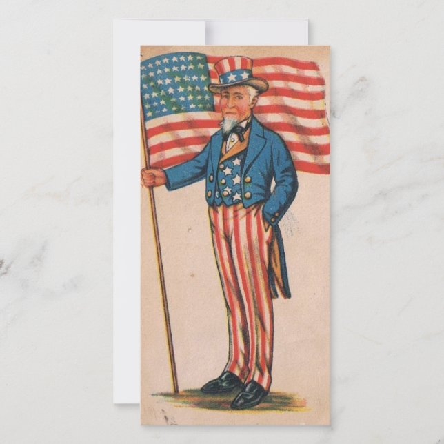 Cartes Pour Fêtes Annuelles Oncle américain patriotique Sam 4 juillet (Devant)