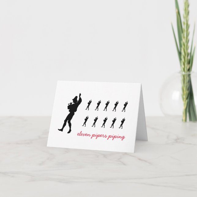 Cartes Pour Fêtes Annuelles Onze joueurs de pipeau jouant (Devant)