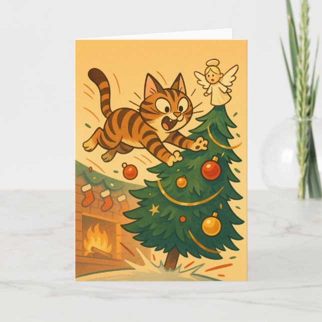 Cartes Pour Fêtes Annuelles Opération : Arbre à terre (édition chat) (Devant)