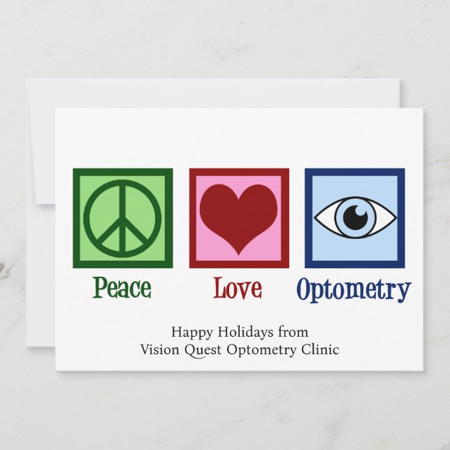 Cartes Pour Fêtes Annuelles Optométrie Amour Paix Optométriste personnalisé (Devant)
