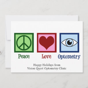 Cartes Pour Fêtes Annuelles Optométrie Paix Amour Optométriste personnalisé