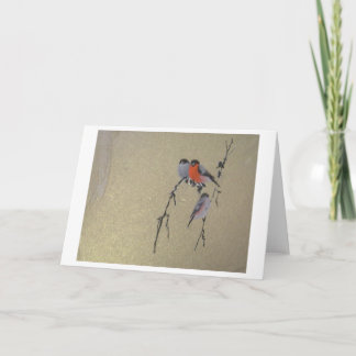 Cartes Pour Fêtes Annuelles Or d'oiseaux d'hiver