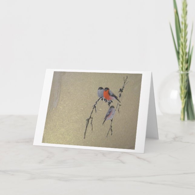 Cartes Pour Fêtes Annuelles Or d'oiseaux d'hiver (Devant)