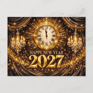 Cartes Pour Fêtes Annuelles Or Élégant Noir Luxueux Nouvel An 2027