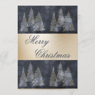Cartes Pour Fêtes Annuelles Or Métallo Bleu Élégant Pin Joyeux Noël