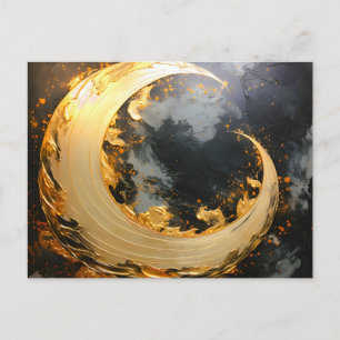 Cartes Pour Fêtes Annuelles Or noir Abstrait Tourbillon Lune Moderne