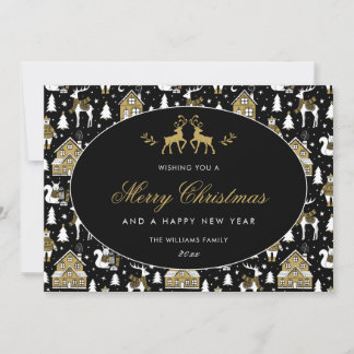 Cartes Pour Fêtes Annuelles Or Noir Doré Motif Hivernal