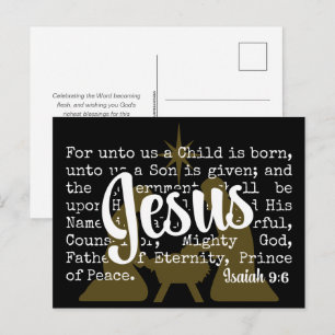 Cartes Pour Fêtes Annuelles Or Noir POUR NOUS JÉSUS Noël