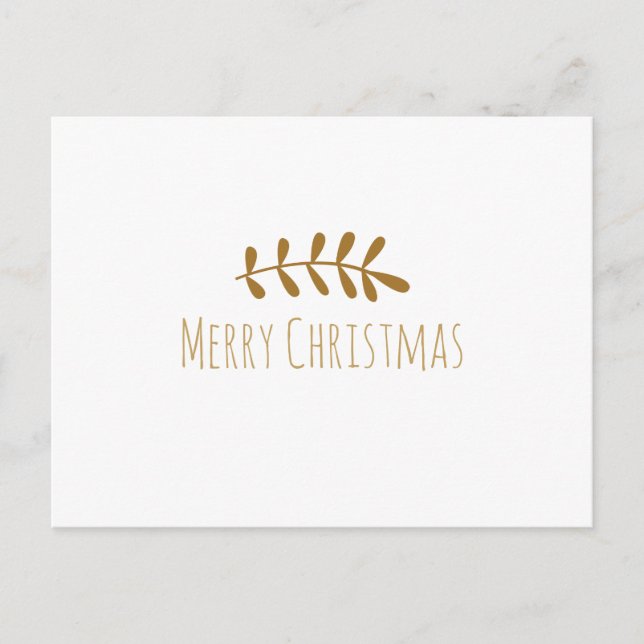 Cartes Pour Fêtes Annuelles Or Simple Élégant Feuille Rustique Blanc Moderne (Devant)