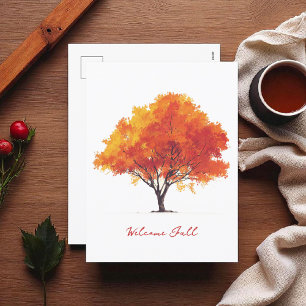 Cartes Pour Fêtes Annuelles Orange Arbre d'automne Aquarelle moderne