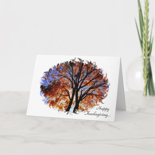 Cartes Pour Fêtes Annuelles Orange & Bleu- Bon thanksgiving ... (Devant)
