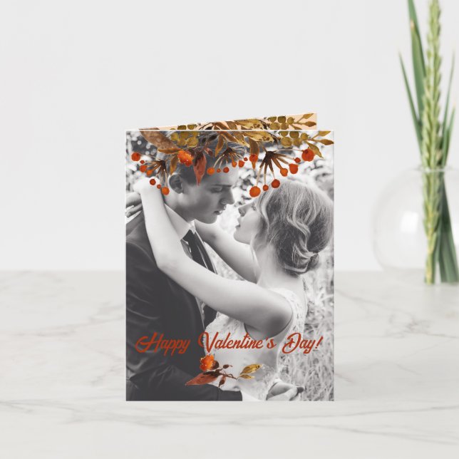 Cartes Pour Fêtes Annuelles Orange Brown Folithe Valentine Ajouter Votre Propr (Devant)