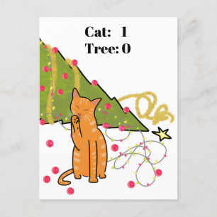 Cartes Pour Fêtes Annuelles Orange Cat détruit l'arbre de Noël Drôle