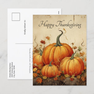 Cartes Pour Fêtes Annuelles Orange Citrouille Russe Automne Thanksgiving