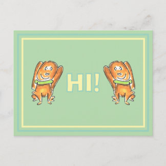 Cartes Pour Fêtes Annuelles Orange Dog With A Green Collar Cartoon Postcard