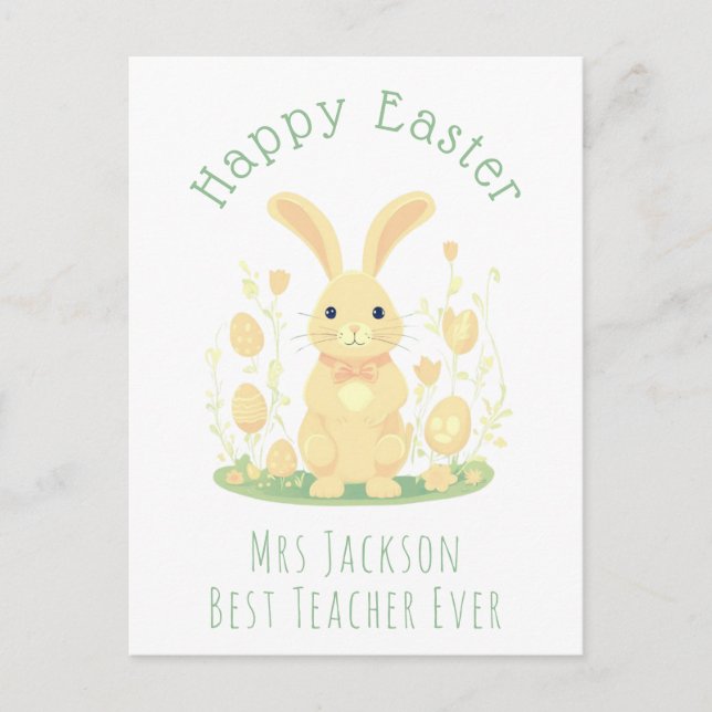 Cartes Pour Fêtes Annuelles Orange Easter Bunny meilleur enseignant (Devant)