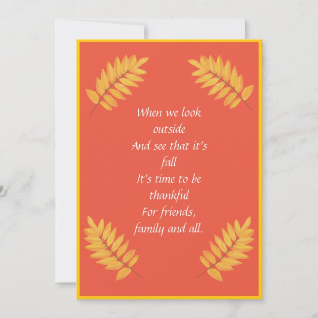 Cartes Pour Fêtes Annuelles Orange Fall Thankgiving (Devant)