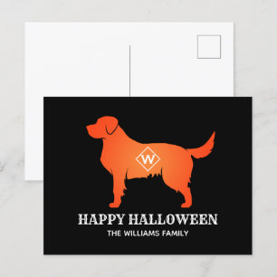 Cartes Pour Fêtes Annuelles Orange Golden Retriever Halloween heureux