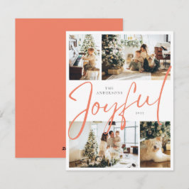 Cartes Pour Fêtes Annuelles Orange minimaliste Quatre Photo Joyeux Noël