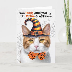 Cartes Pour Fêtes Annuelles Orange Tabby Halloween Chat PURRanormal MEOWolween