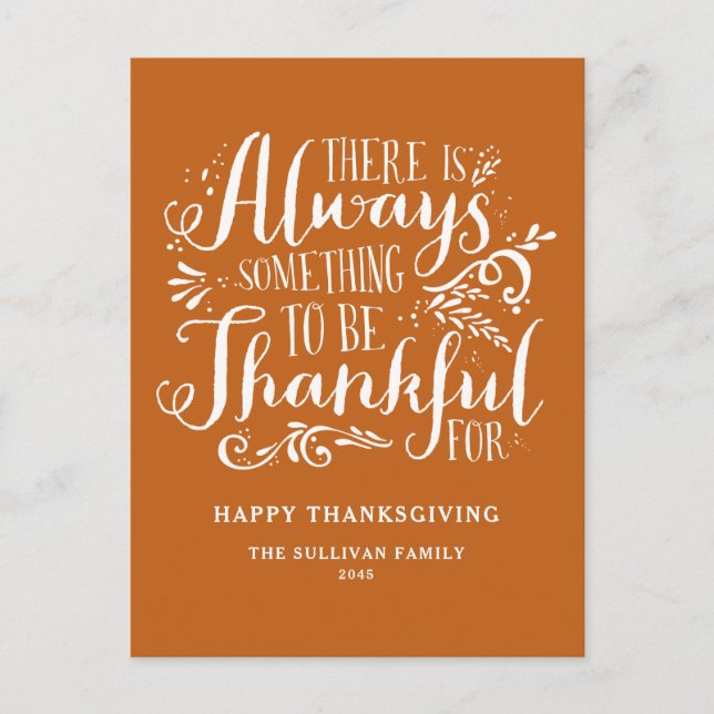 Cartes Pour Fêtes Annuelles Orange toujours remerciant Citation Thanksgiving (Devant)