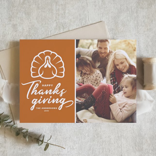 Cartes Pour Fêtes Annuelles Orange Turkey Bon thanksgiving Photo (Créateur téléchargé)