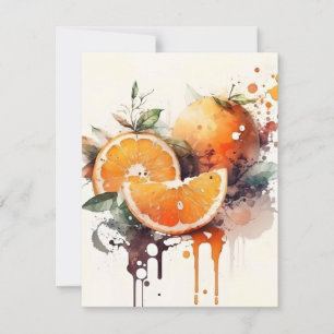 Cartes Pour Fêtes Annuelles Oranges En Aquarelles