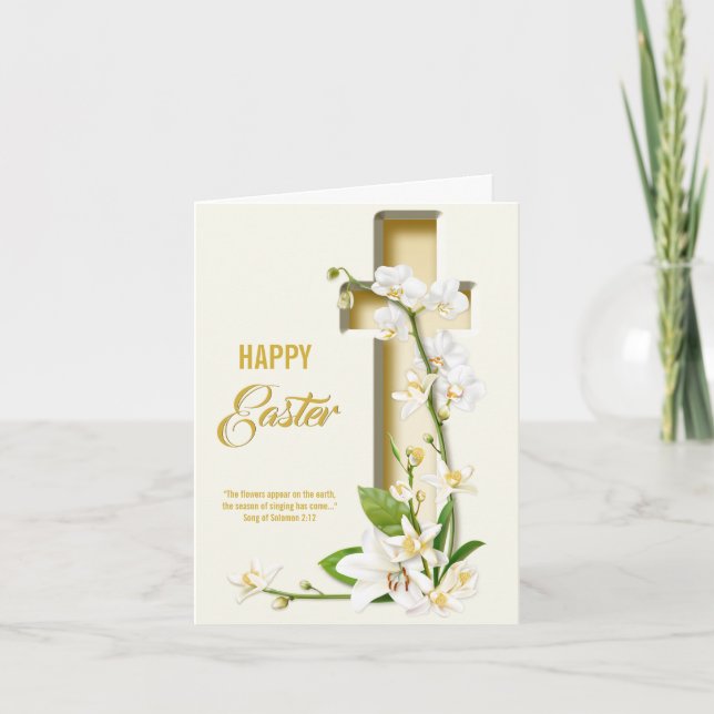 Cartes Pour Fêtes Annuelles Orchid Lily Cross Pâques (Devant)