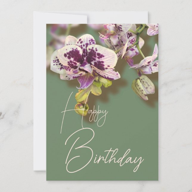 Cartes Pour Fêtes Annuelles Orchidées Tropical Floral Joyeux Anniversaire (Devant)