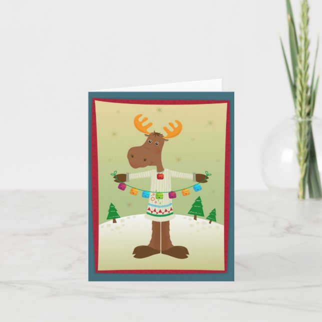 Cartes Pour Fêtes Annuelles Orignaux et Bells (Devant)