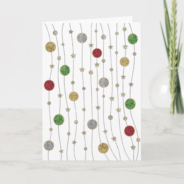 Cartes Pour Fêtes Annuelles "Ornaments and Stars" (Devant)