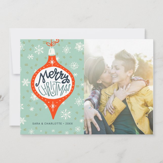 Cartes Pour Fêtes Annuelles Ornement à main | Photo de vacances LGBT (Devant)