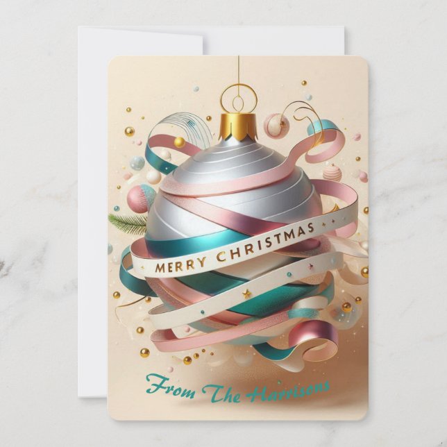 Cartes Pour Fêtes Annuelles Ornement à ruban tourbillonnant (Devant)