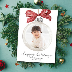Cartes Pour Fêtes Annuelles Ornement avec Bow Photo Noël